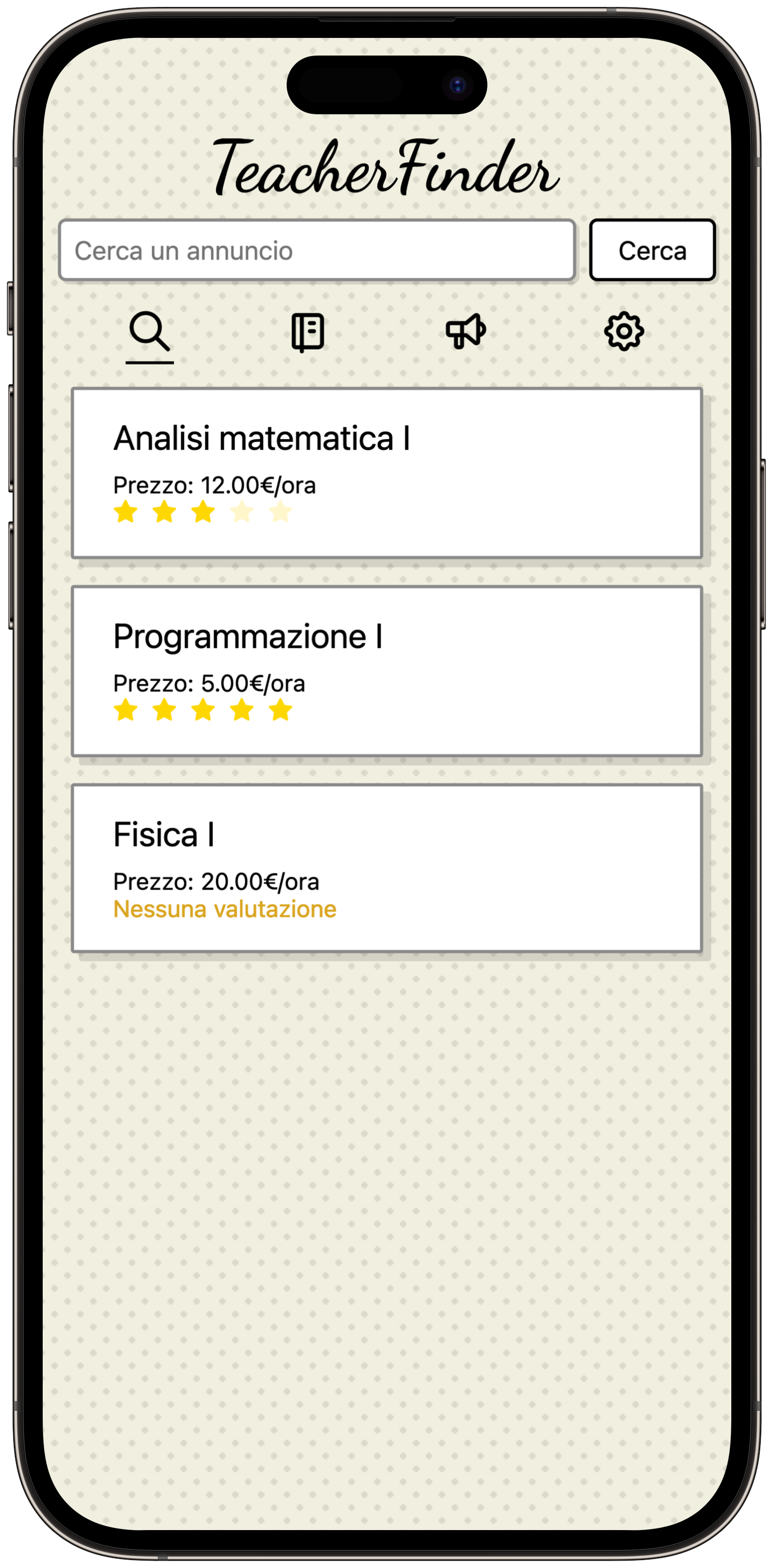 Screenshot: TeacherFinder Home Page